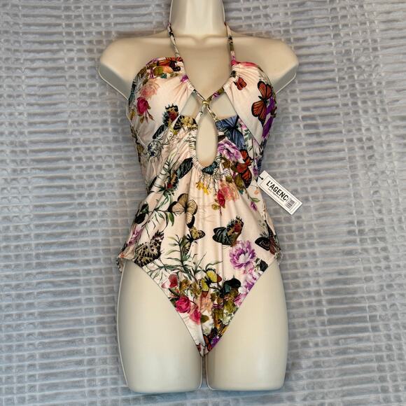 NWTL'AGENCE Shiva Butterfly Keyhole One Piece Swimsuit New Womens Small Gift